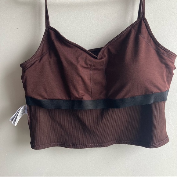 Gap Cropped Ribbed Blackout Brami Cami Sports Bra Purple Eggplant size XL - Picture 6 of 8